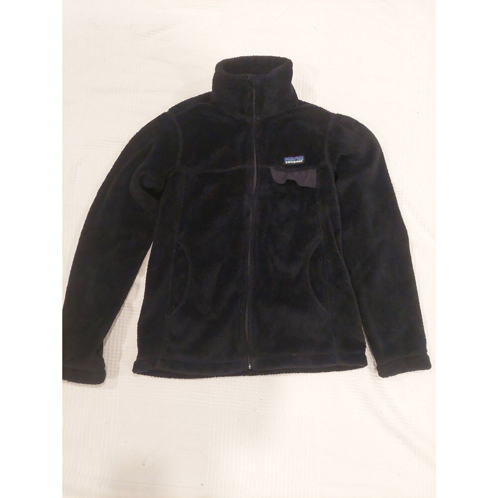 Patagonia Fleece Sherpa Full Zip Jacket Sweater Black Women's Sz Small S /Defect